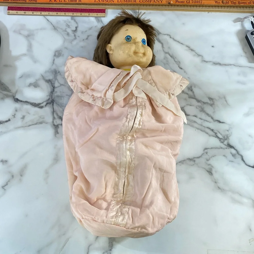 Vintage 60s The JS Hudson Co Zip up‎ Silk Swaddle Blanket Set Baby Pink Ruffle